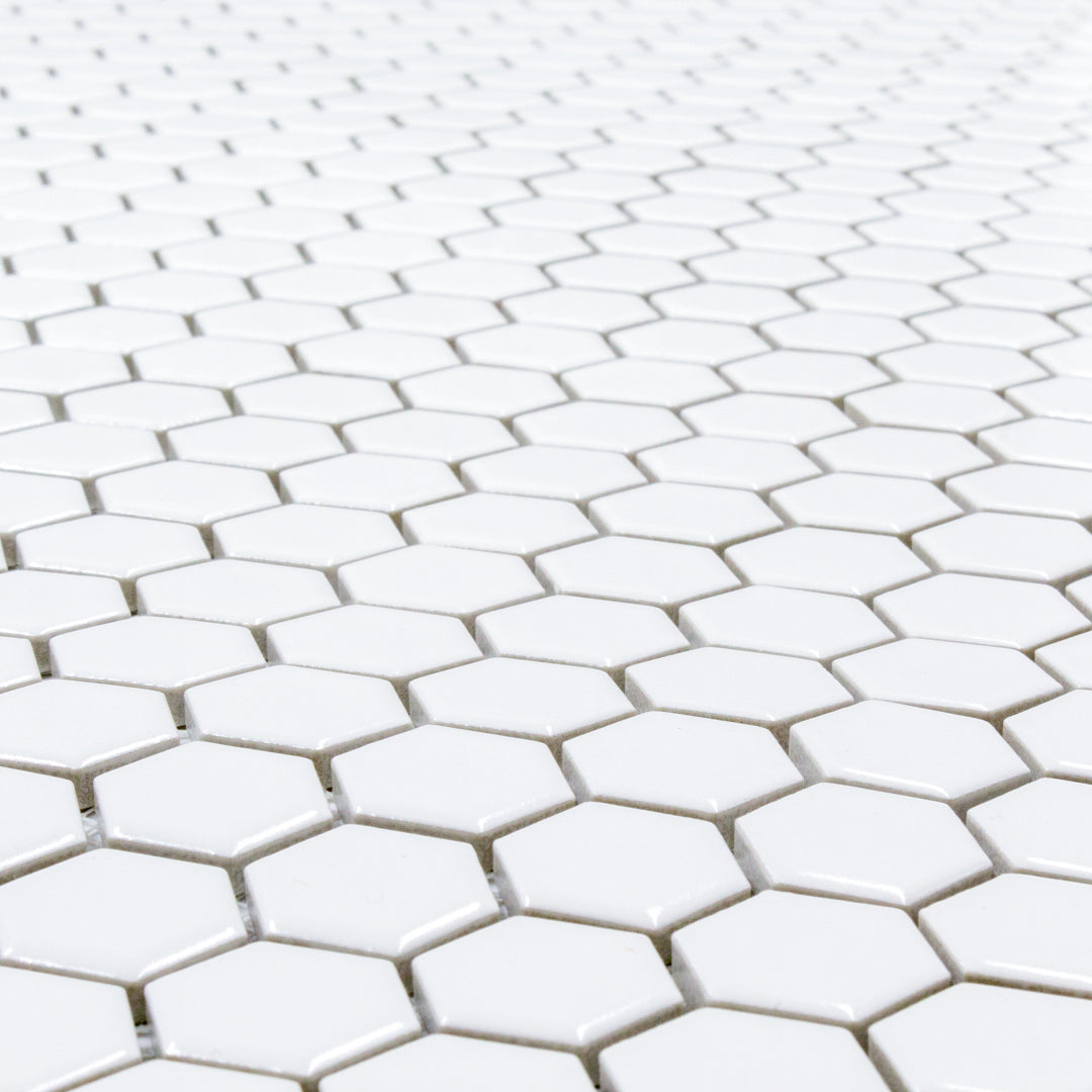 Hexa-Dot 1" Hexagon White modern matte porcelain mosaic for residential and commercial bathroom and kitchen floor and wall imported from China, Anatolia available from TilesInspired Canada's Online Tile Store delivering across Ontario and Quebec, including Toronto, Montreal, Ottawa, London, Windsor, Kitchener, Muskoka, Barrie, Kingston, Hamilton, and Niagara decoration idea