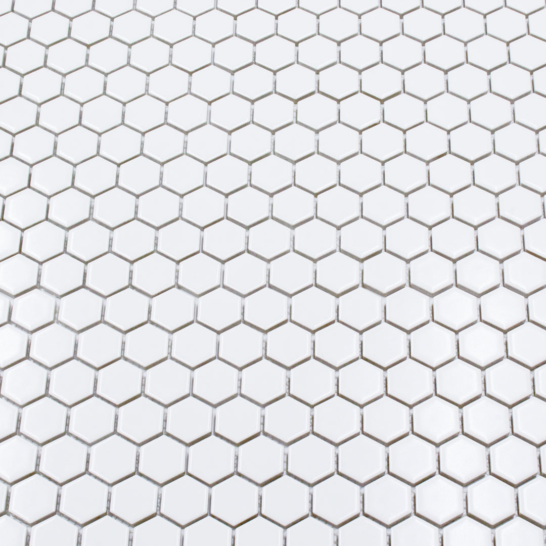 Hexa-Dot 1" Hexagon White modern matte porcelain mosaic for residential and commercial bathroom and kitchen floor and wall imported from China, Anatolia available from TilesInspired Canada's Online Tile Store delivering across Ontario and Quebec, including Toronto, Montreal, Ottawa, London, Windsor, Kitchener, Muskoka, Barrie, Kingston, Hamilton, and Niagara decoration idea