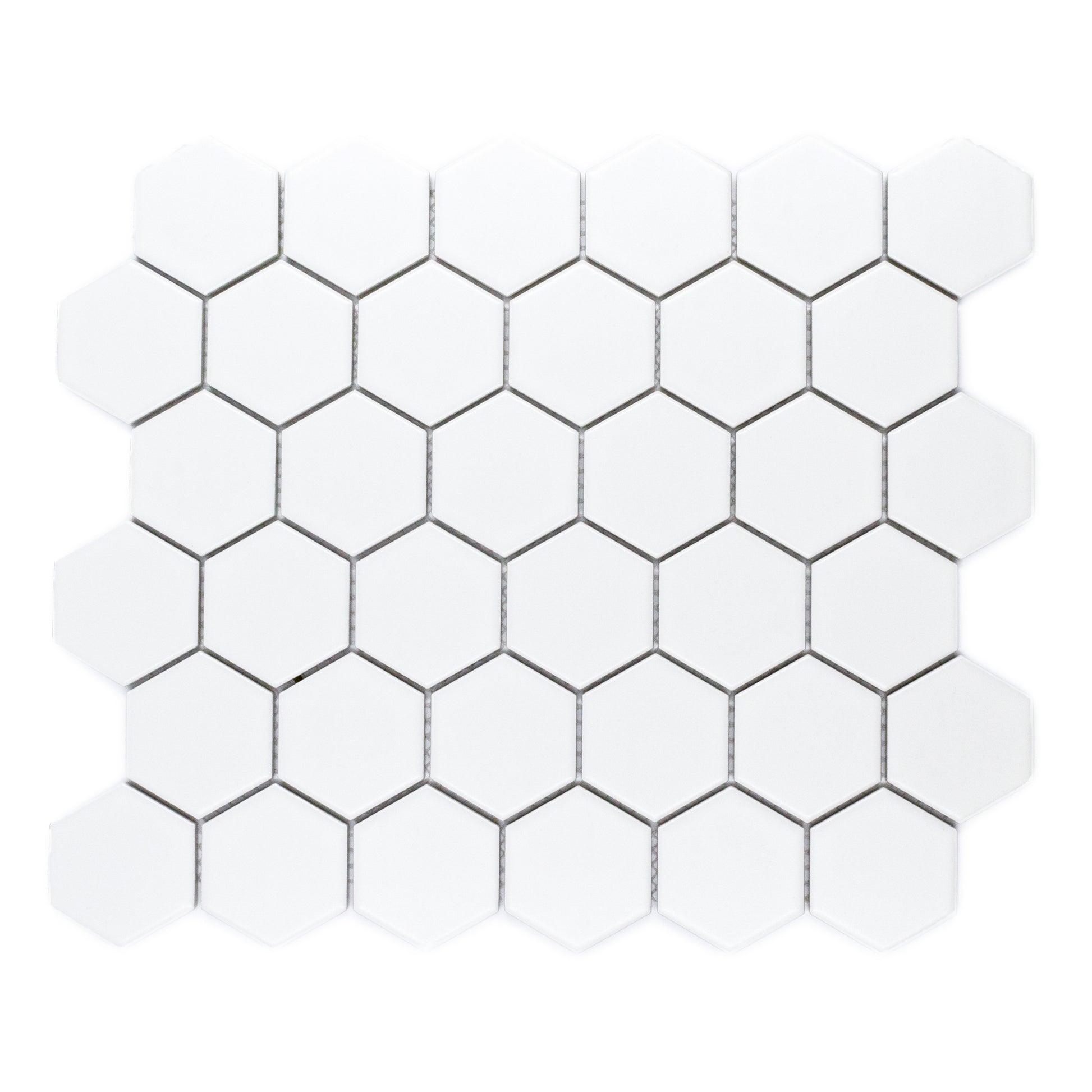 Hexa-Dot 2" Hexagon White bold matte porcelain mosaic for residential and commercial bathroom and kitchen floor and wall imported from China, Anatolia available from TilesInspired Canada's Online Tile Store delivering across Ontario and Quebec, including Toronto, Montreal, Ottawa, London, Windsor, Kitchener, Muskoka, Barrie, Kingston, Hamilton, and Niagara decoration idea