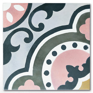 Joie de Vivre Black, Grey, White, Pink classic  porcelain decorative pattern tile for residential and commercial bathroom and kitchen floor and wall imported from Portugal, Kerion neocim Memory 02 available from TilesInspired Canada's Online Tile Store delivering across Ontario and Quebec, including Toronto, Montreal, Ottawa, London, Windsor, Kitchener, Muskoka, Barrie, Kingston, Hamilton, and Niagara renovation idea
