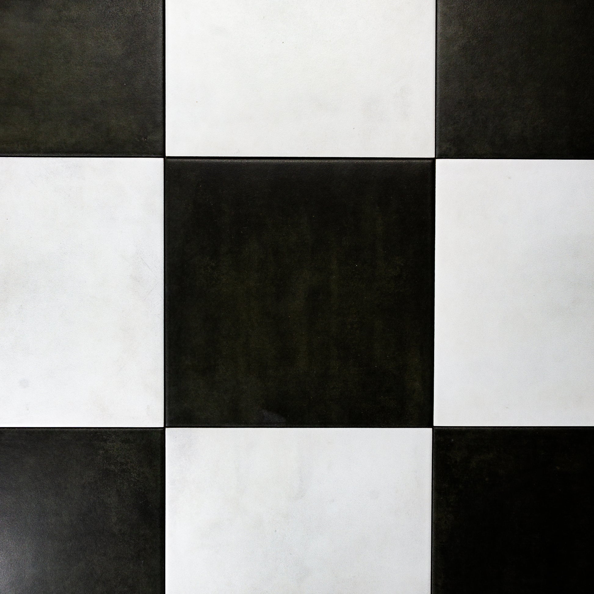 Checkerboard checker black and white matte 8x8 tiles for kitchen laundry and bathrooms. 