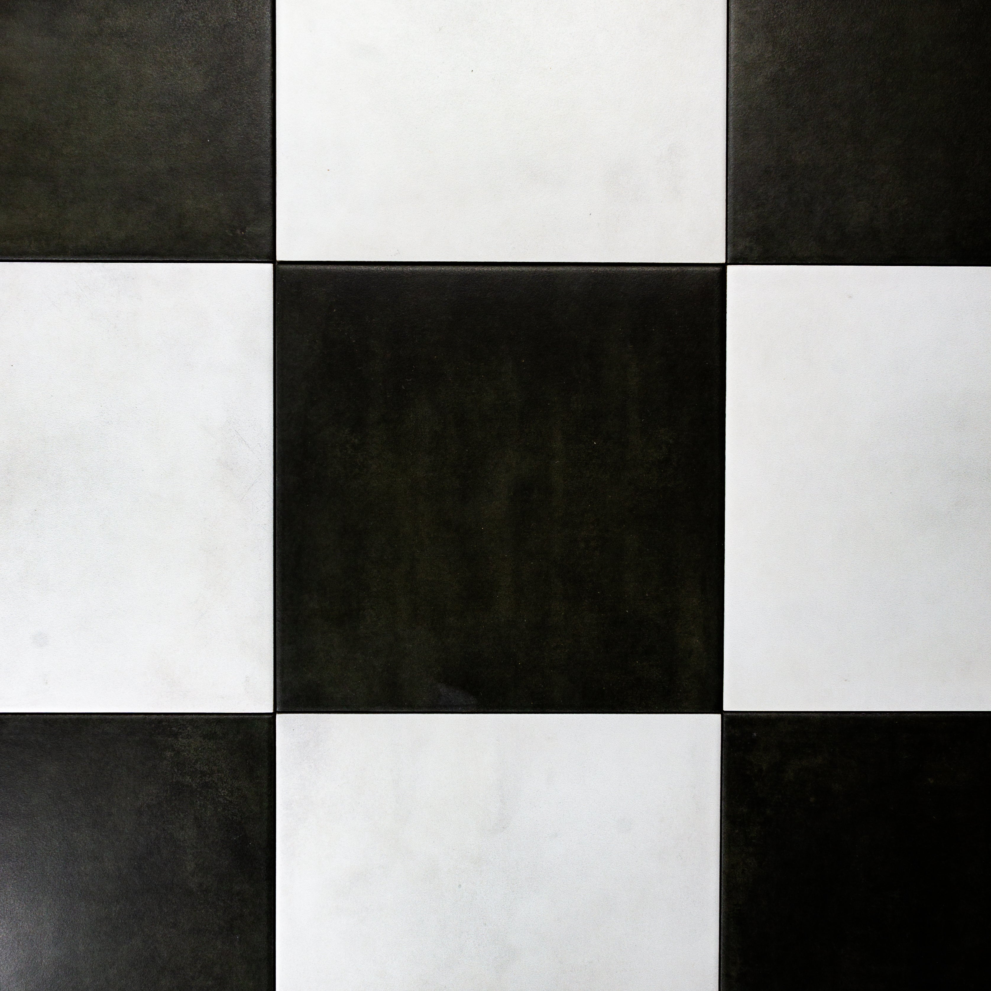 Checkerboard checker black and white matte 8x8 tiles for kitchen laundry and bathrooms. 