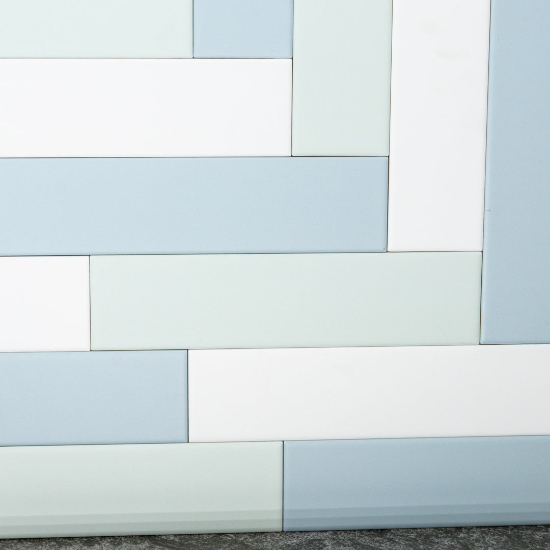 Manhattan Blue modern matte ceramic subway & candlestick tile for residential bathroom and kitchen floor and wall imported from Spain, Cevica Manhattan Turquoise available from TilesInspired Canada's Online Tile Store delivering across Ontario and Quebec, including Toronto, Montreal, Ottawa, London, Windsor, Kitchener, Muskoka, Barrie, Kingston, Hamilton, and Niagara tile idea