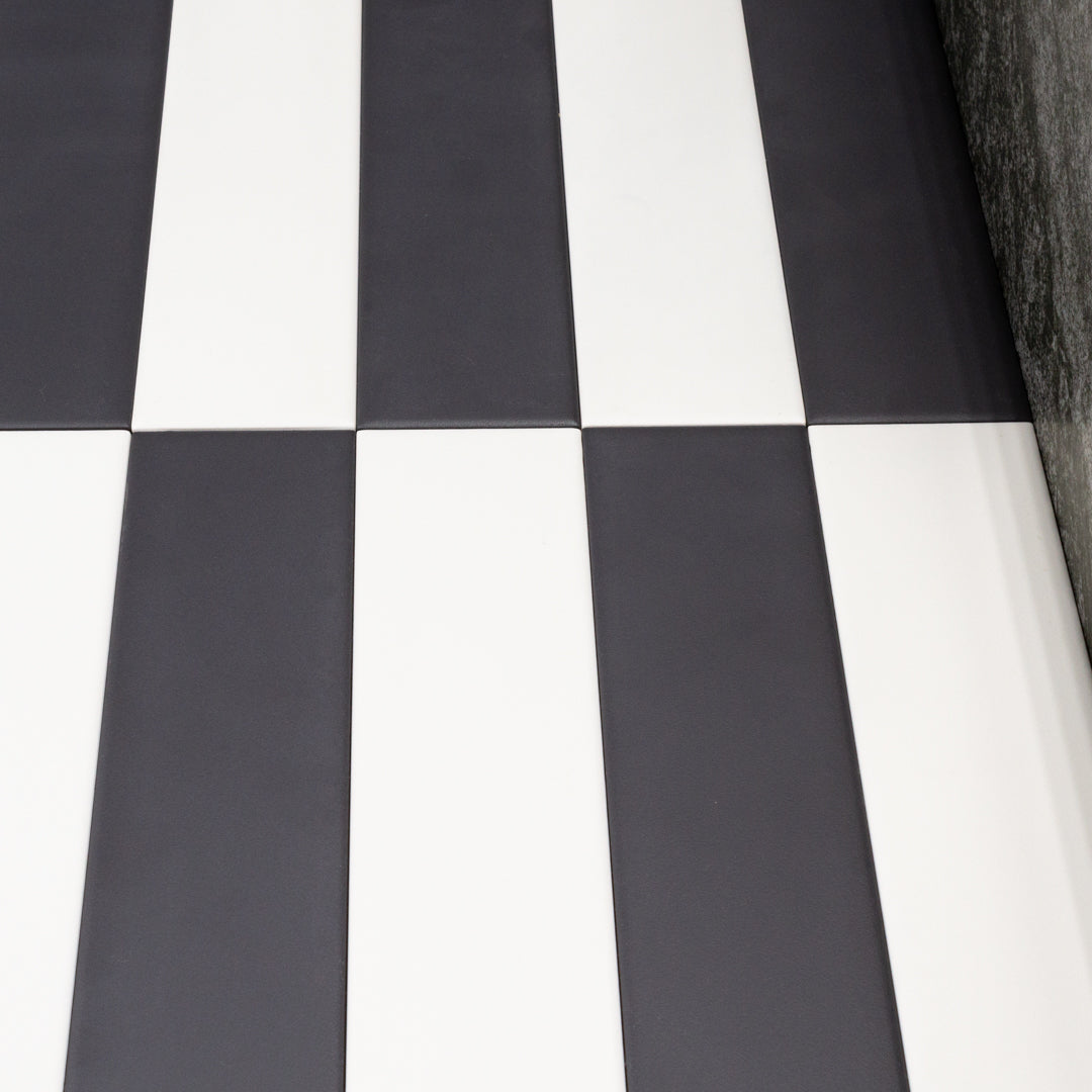 Manhattan Charcoal modern matte ceramic subway & candlestick tile for residential and commercial bathroom and kitchen backsplash imported from Spain, Cevica Manhattan Black available from TilesInspired Canada's Online Tile Store delivering across Ontario and Quebec, including Toronto, Montreal, Ottawa, London, Windsor, Kitchener, Muskoka, Barrie, Kingston, Hamilton, and Niagara tile idea