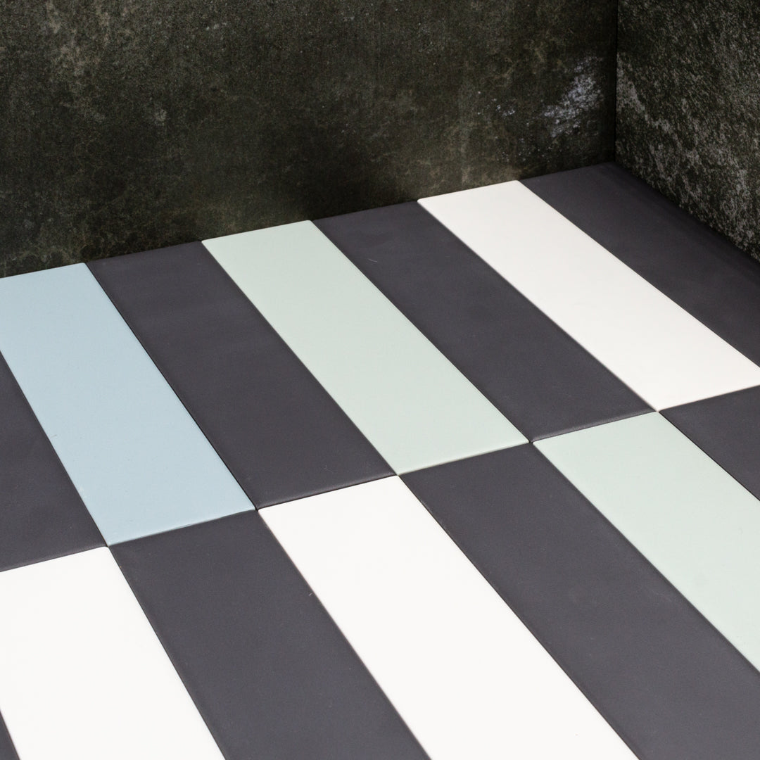 Manhattan Charcoal modern matte ceramic subway & candlestick tile for residential and commercial bathroom and kitchen backsplash imported from Spain, Cevica Manhattan Black available from TilesInspired Canada's Online Tile Store delivering across Ontario and Quebec, including Toronto, Montreal, Ottawa, London, Windsor, Kitchener, Muskoka, Barrie, Kingston, Hamilton, and Niagara tile idea