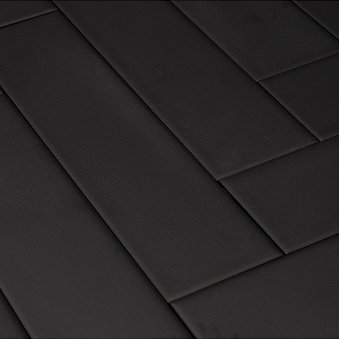 Manhattan Charcoal modern matte ceramic subway & candlestick tile for residential and commercial bathroom and kitchen backsplash imported from Spain, Cevica Manhattan Black available from TilesInspired Canada's Online Tile Store delivering across Ontario and Quebec, including Toronto, Montreal, Ottawa, London, Windsor, Kitchener, Muskoka, Barrie, Kingston, Hamilton, and Niagara tile idea