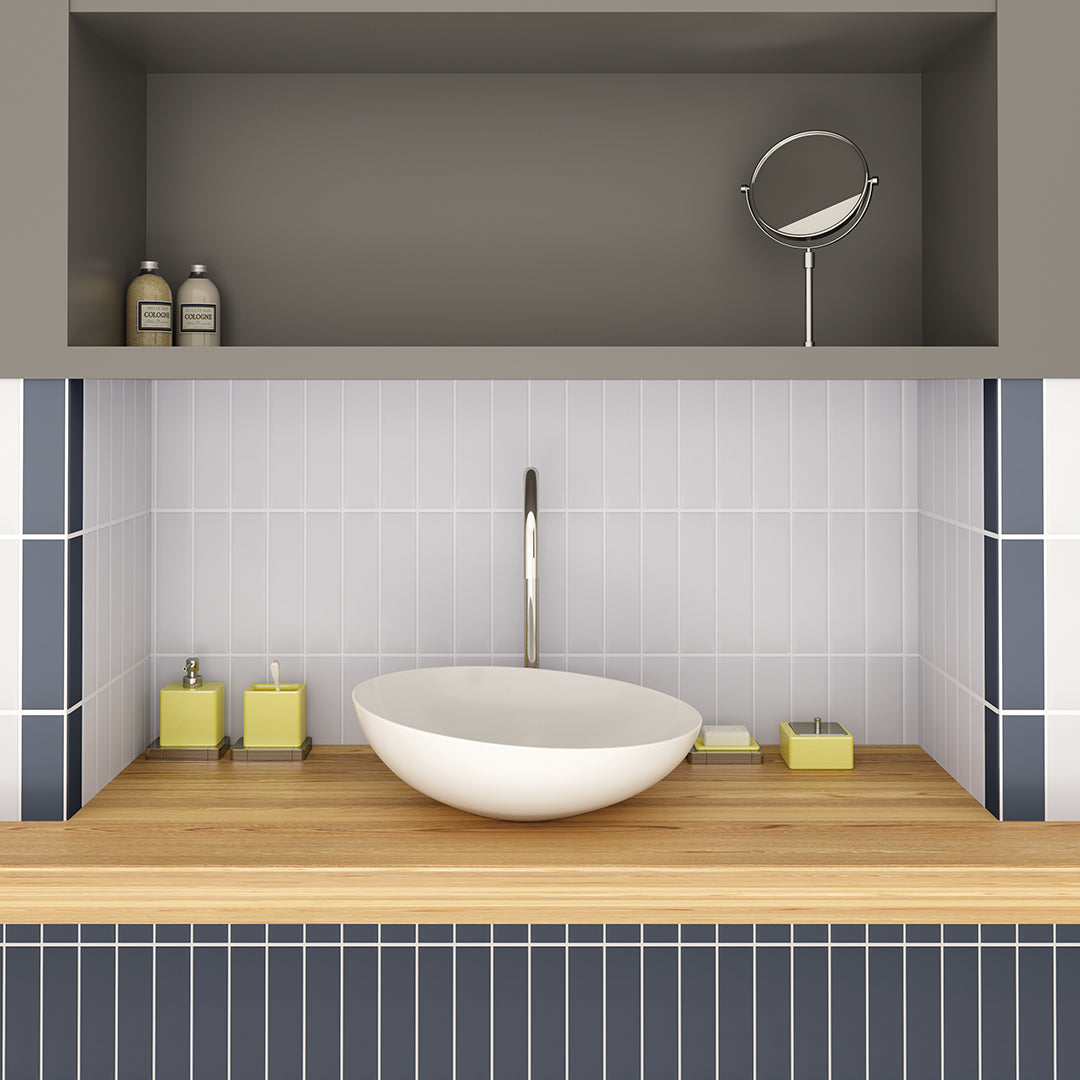 Manhattan Charcoal modern matte ceramic subway & candlestick tile for residential and commercial bathroom and kitchen backsplash imported from Spain, Cevica Manhattan Black available from TilesInspired Canada's Online Tile Store delivering across Ontario and Quebec, including Toronto, Montreal, Ottawa, London, Windsor, Kitchener, Muskoka, Barrie, Kingston, Hamilton, and Niagara tile idea