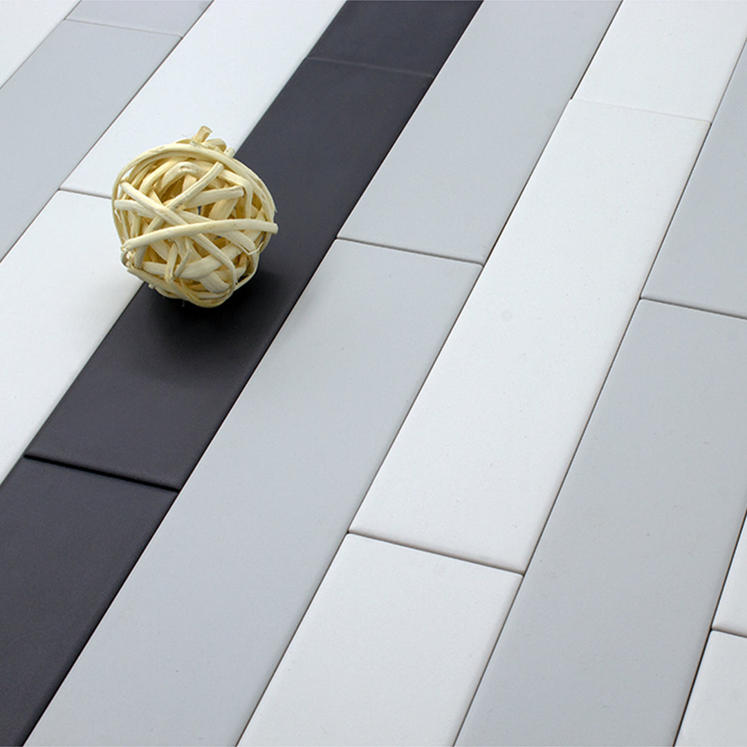 Manhattan Grey modern matte ceramic subway & candlestick tile for residential bathroom and kitchen floor and wall imported from Spain, Cevica Manhattan Grey available from TilesInspired Canada's Online Tile Store delivering across Ontario and Quebec, including Toronto, Montreal, Ottawa, London, Windsor, Kitchener, Muskoka, Barrie, Kingston, Hamilton, and Niagara tile idea