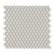 Polka dot penny round grey glossy mosaic tile