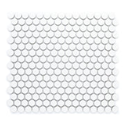 Polka-Dot Penny Round White White timeless glossy porcelain mosaic for residential and commercial bathroom and kitchen floor and wall and backsplash imported from China, Anatolia available from TilesInspired Canada's Online Tile Store delivering across Ontario and Quebec, including Toronto, Montreal, Ottawa, London, Windsor, Kitchener, Muskoka, Barrie, Kingston, Hamilton, and Niagara decoration idea
