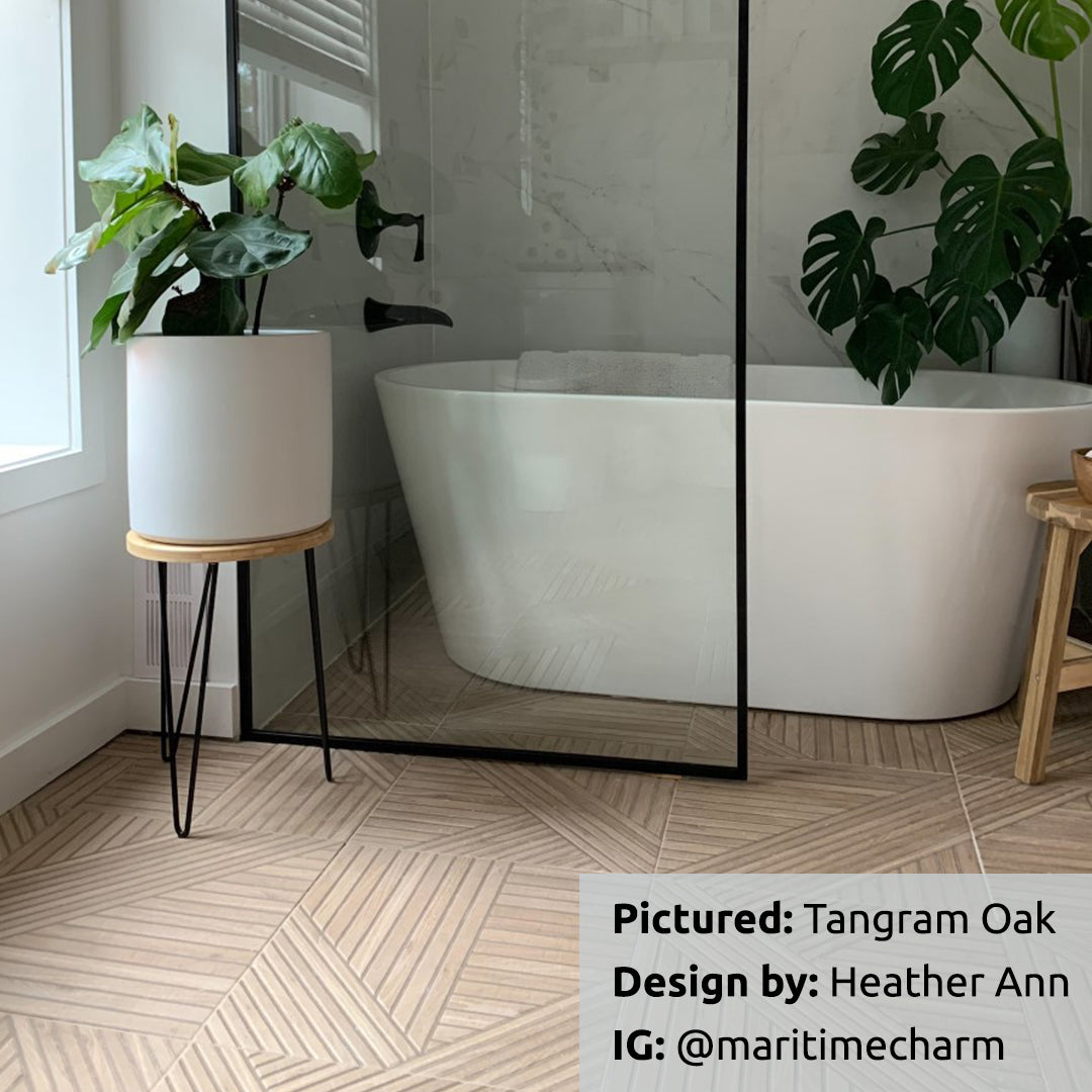 Tangram Oak Wood-Look Porcelain Tile. Tile by TilesINspired and Realonda. Available to buy online across Canada