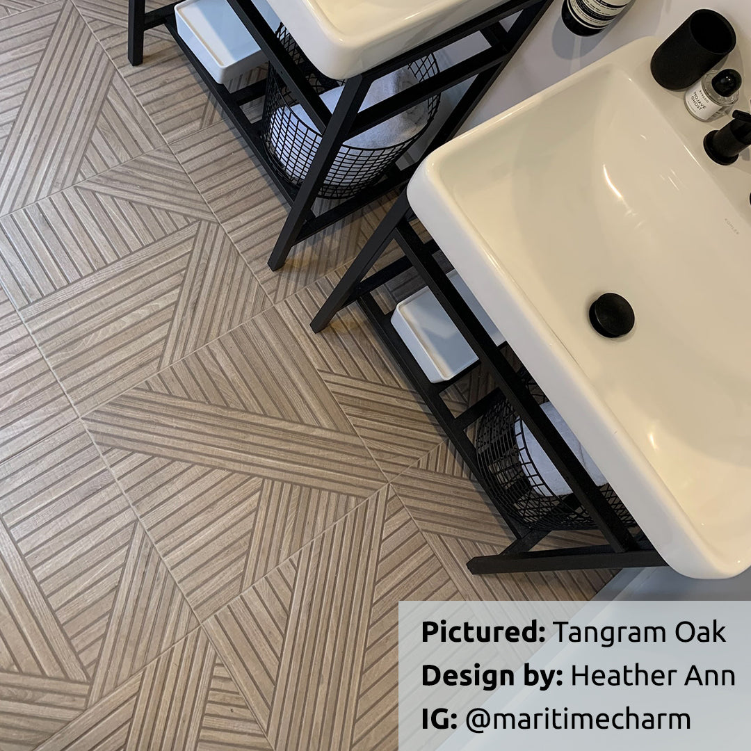 Tangram Oak Wood-Look Porcelain Tile. Tile by TilesINspired and Realonda. Available to buy online across Canada